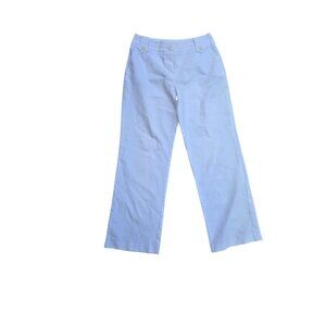 Cato Womens White Wide-Leg Pants Size 8 Button Accents Cotton Blend Casual